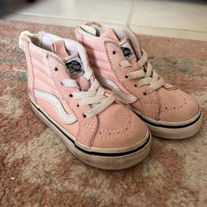 Vans High Top Sneakers Shoes Toddler Size 5 Light Baby Pink and White